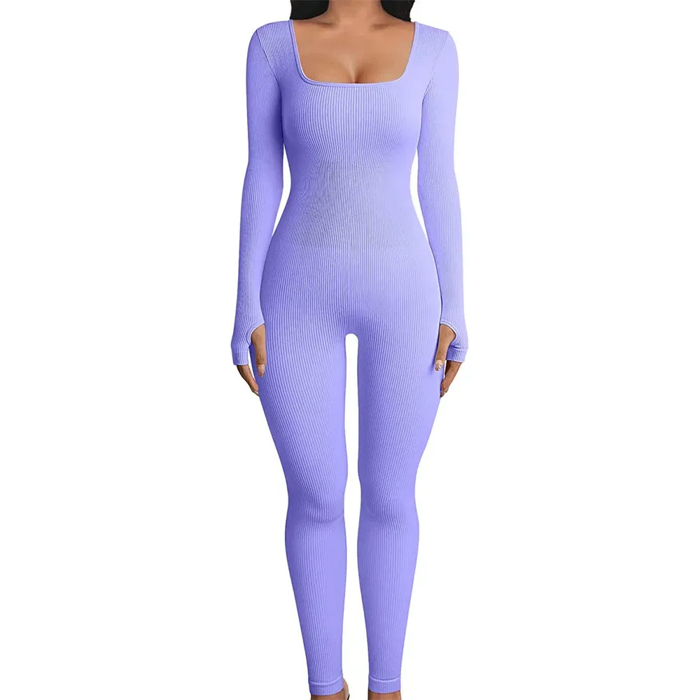 KIM| Square Neck Bodycon Jumpsuit