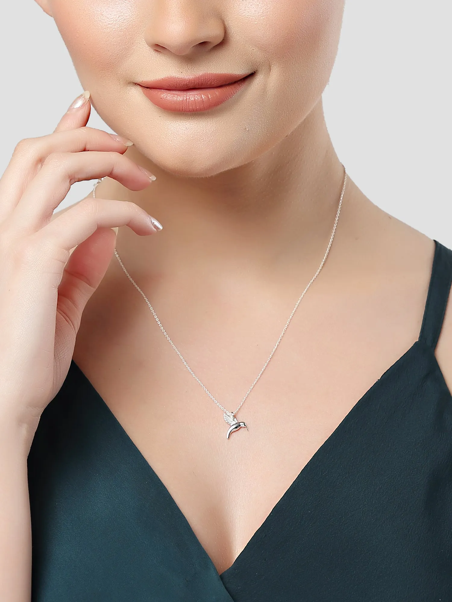 KUNUZ 925 Sterling Silver Bird Pendant with Chain for Women