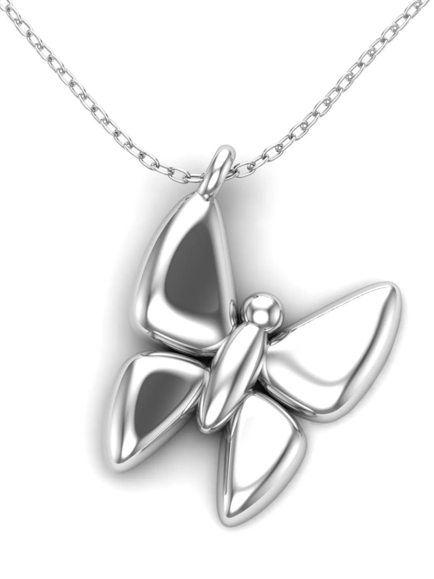 KUNUZ 925 Sterling Silver Butterfly Shape Pendant with Chain for Women