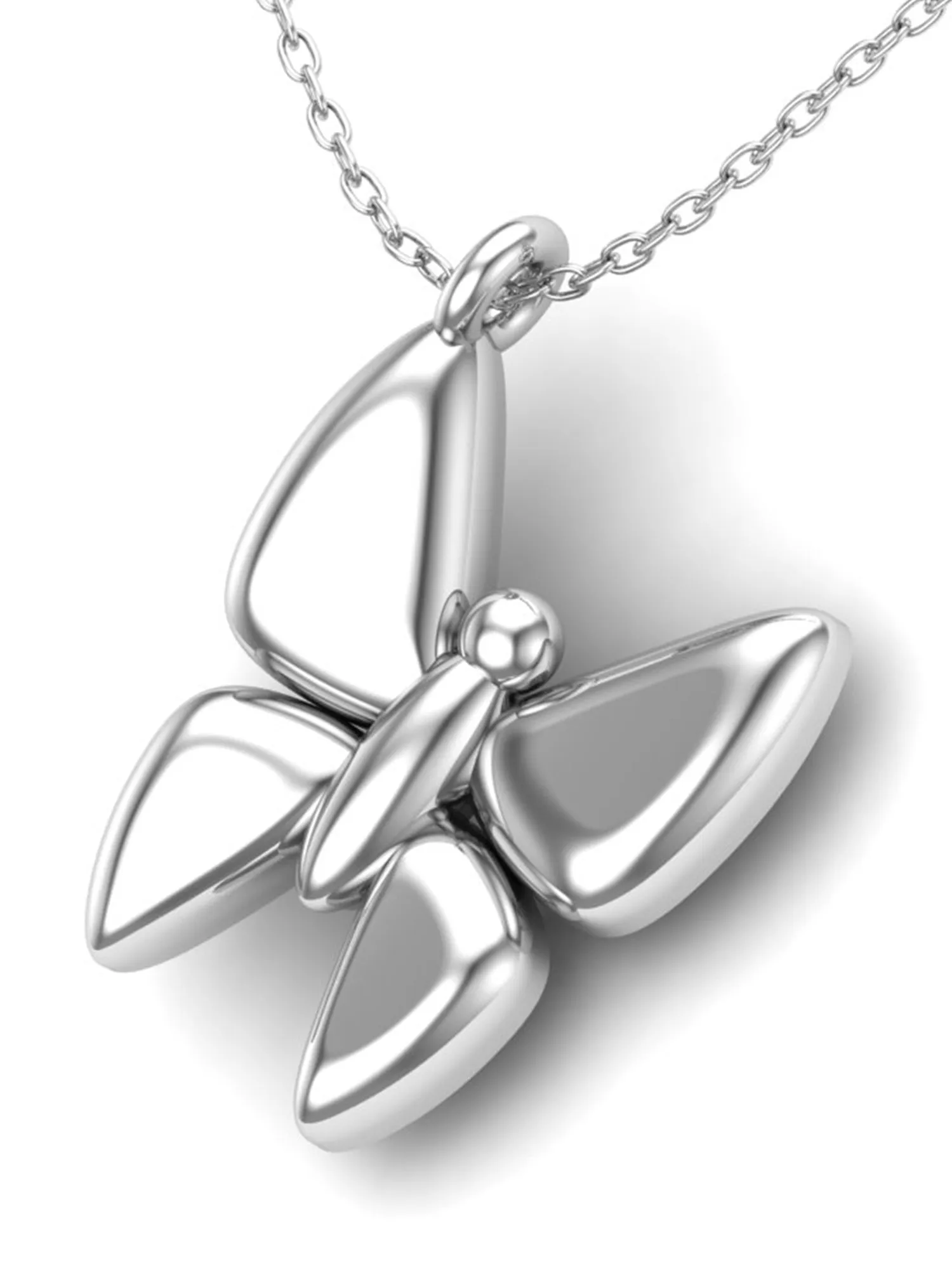 KUNUZ 925 Sterling Silver Butterfly Shape Pendant with Chain for Women