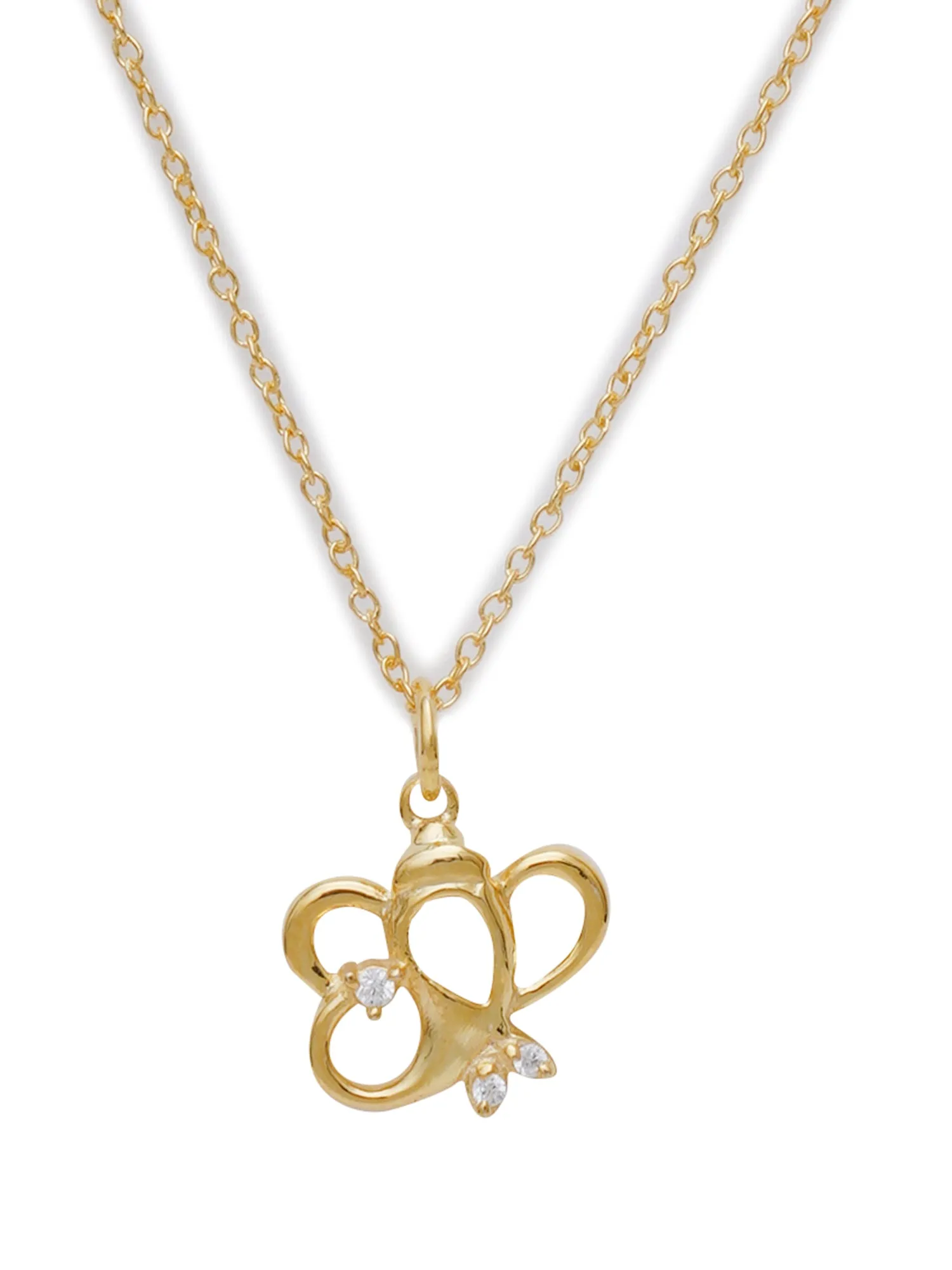 KUNUZ 925 Sterling Silver Gold Plated Gnapati Shape Pendent for Women