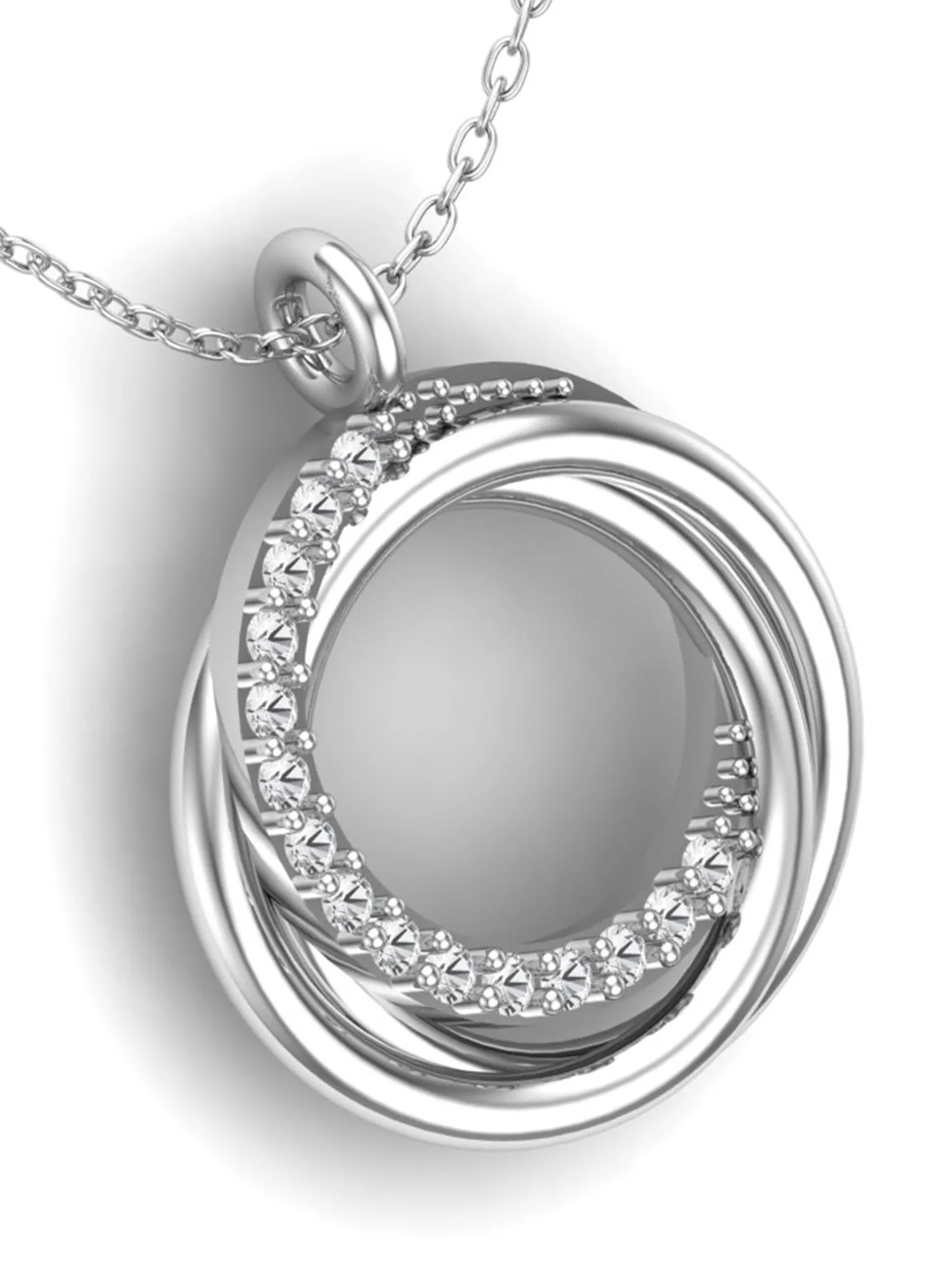 KUNUZ 925 Sterling Silver Rhodium-Plated Creative Circle Pendant with Chain for Women