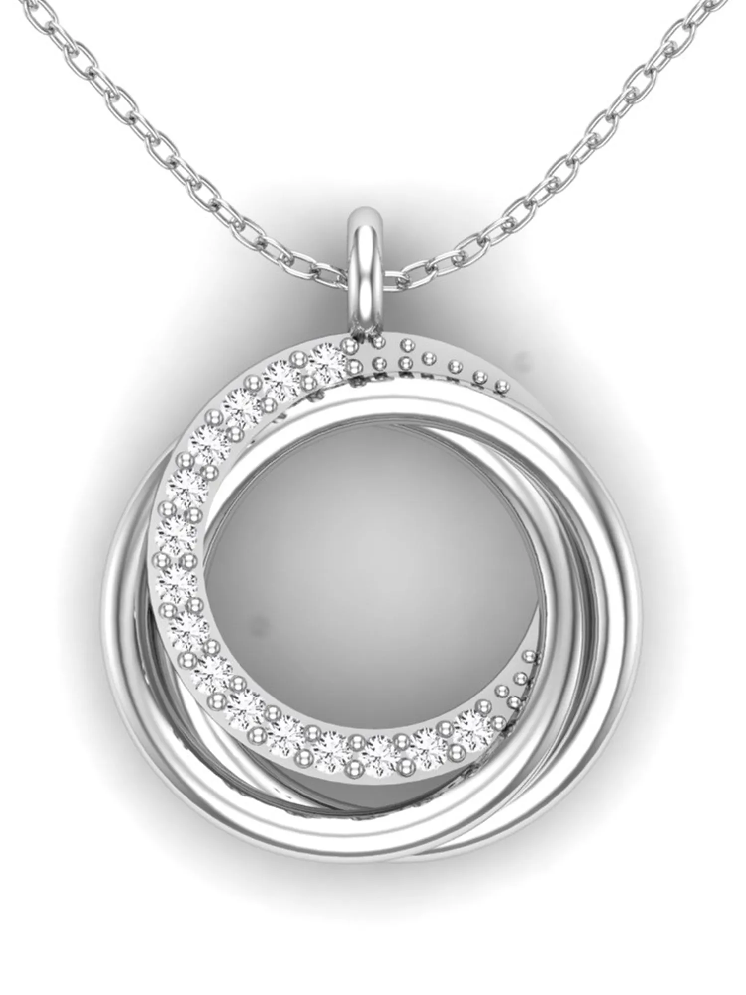 KUNUZ 925 Sterling Silver Rhodium-Plated Creative Circle Pendant with Chain for Women