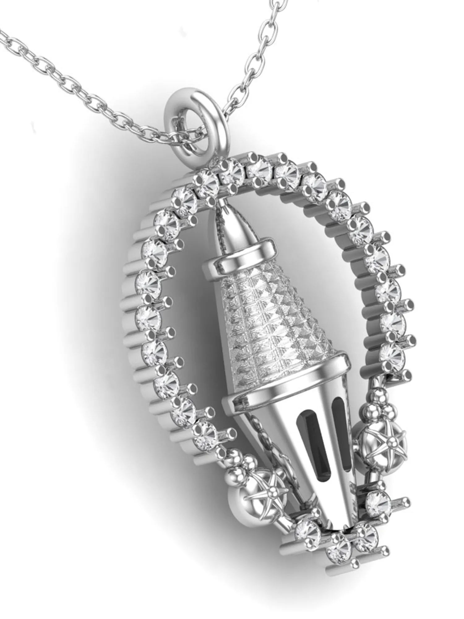 KUNUZ 925 Sterling Silver Tirupati Balaji Pendant Studded with CZ for Women