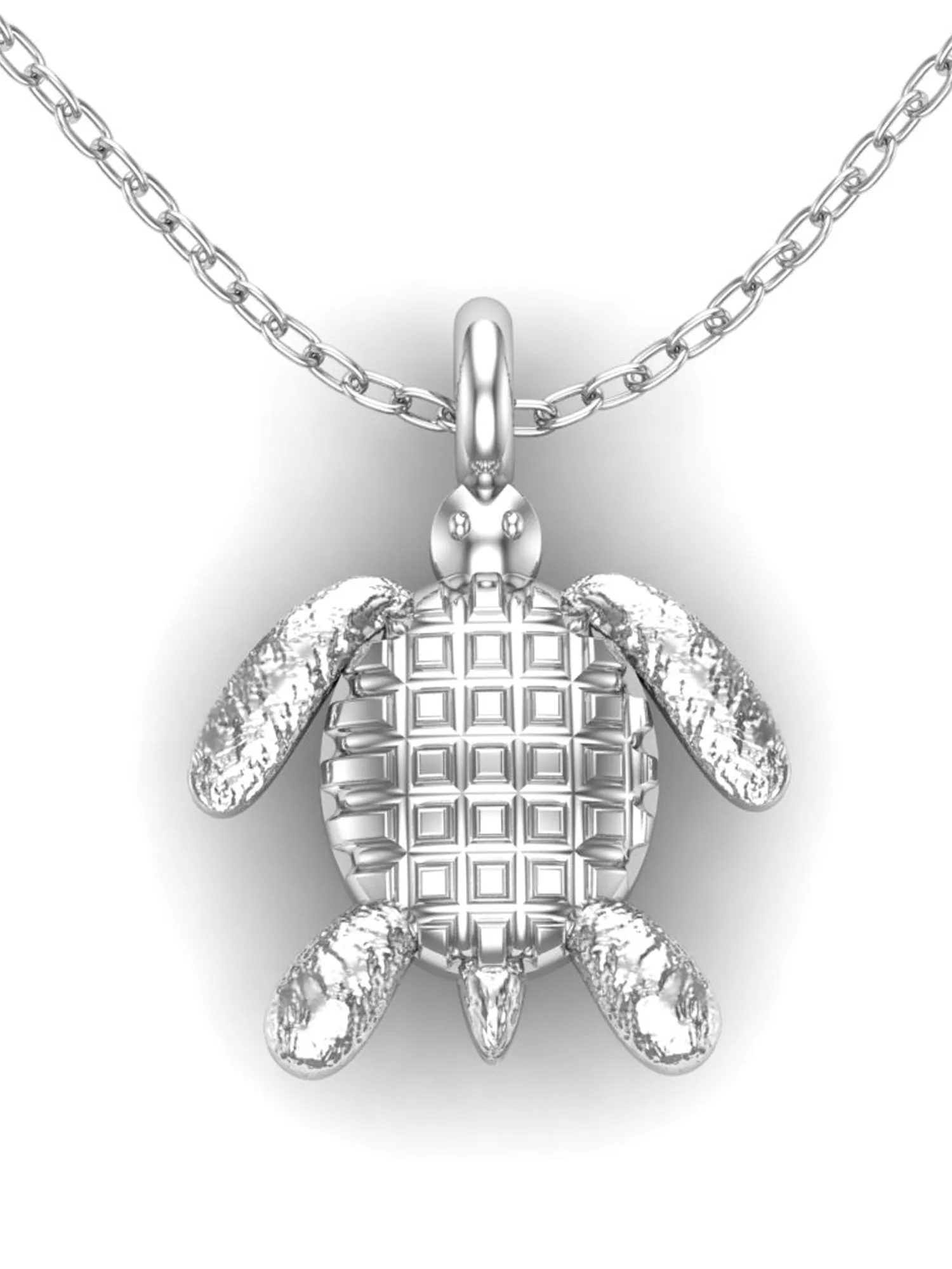KUNUZ 925 Sterling Silver Turtle Shape Pendant with Chain for Women
