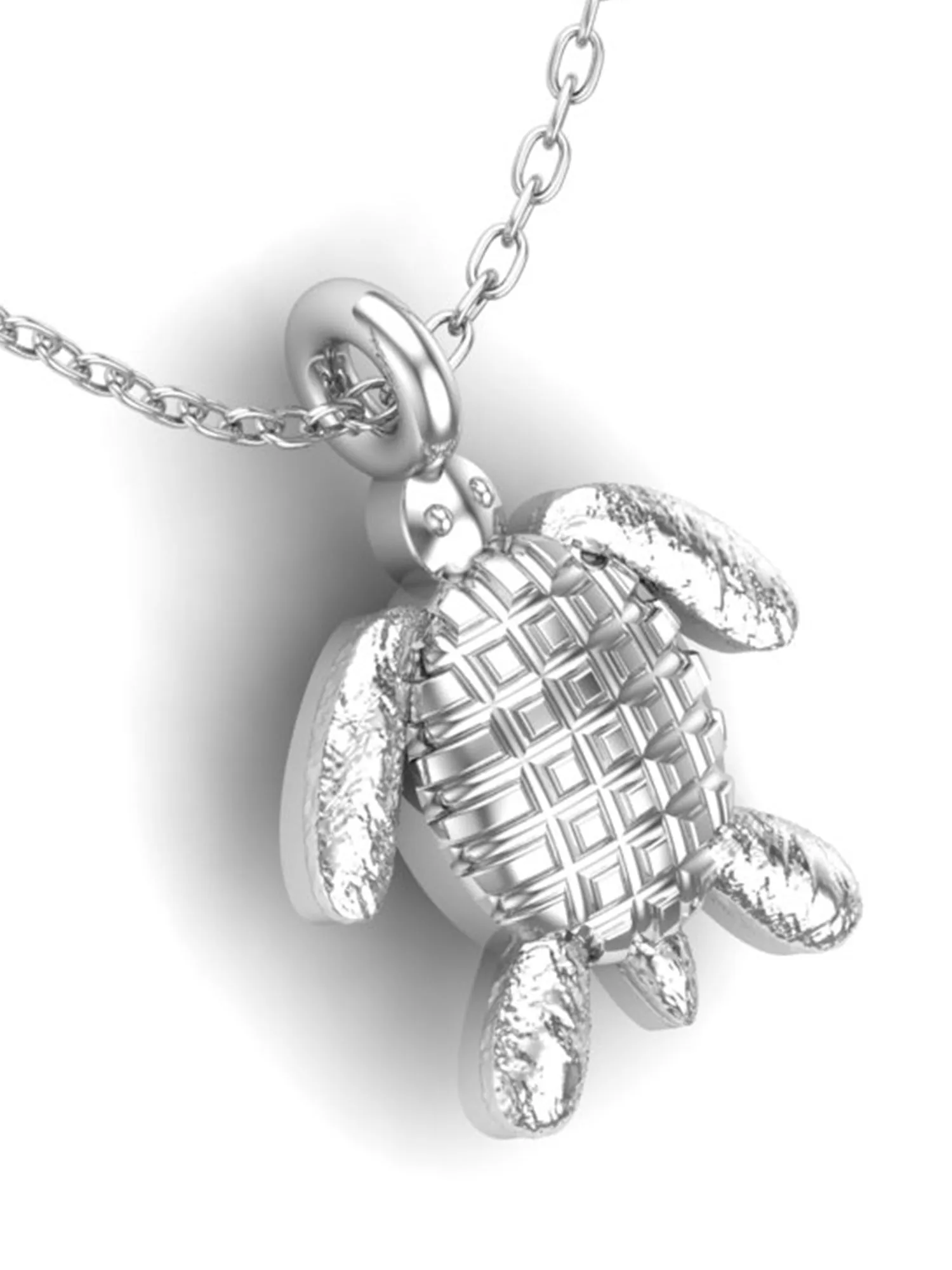 KUNUZ 925 Sterling Silver Turtle Shape Pendant with Chain for Women