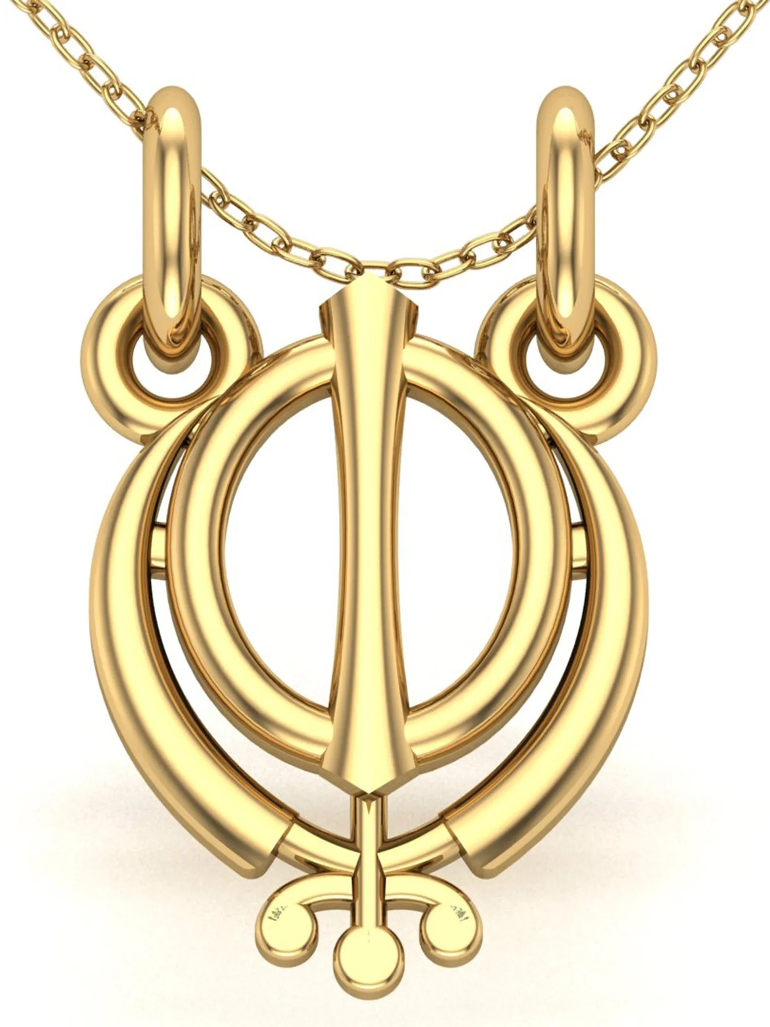 KUNUZ Gold Plated 925 Sterling Silver Ek-Onkar Shape Pendent for Women