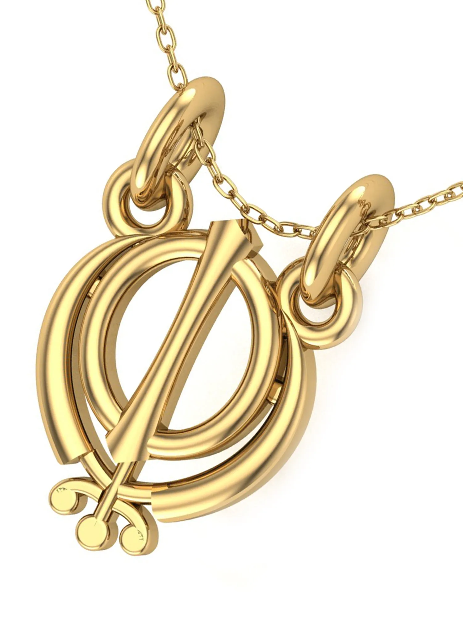 KUNUZ Gold Plated 925 Sterling Silver Ek-Onkar Shape Pendent for Women
