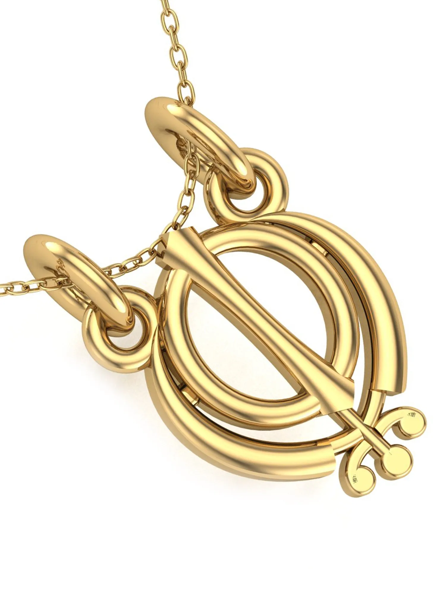 KUNUZ Gold Plated 925 Sterling Silver Ek-Onkar Shape Pendent for Women