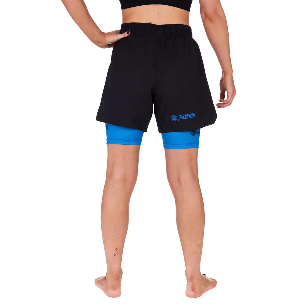Ladies Dual Layer Grappling Shorts - Blue