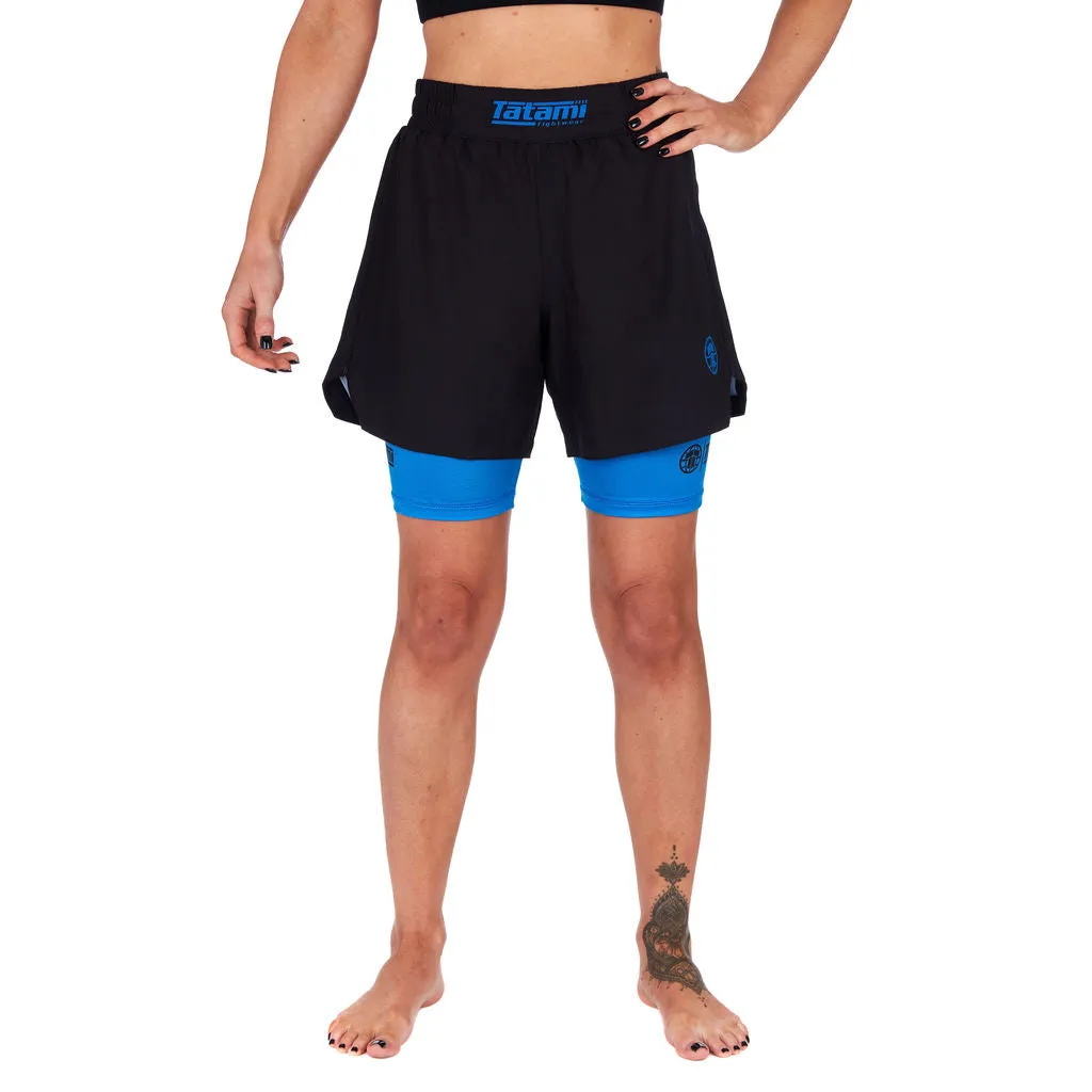 Ladies Dual Layer Grappling Shorts - Blue