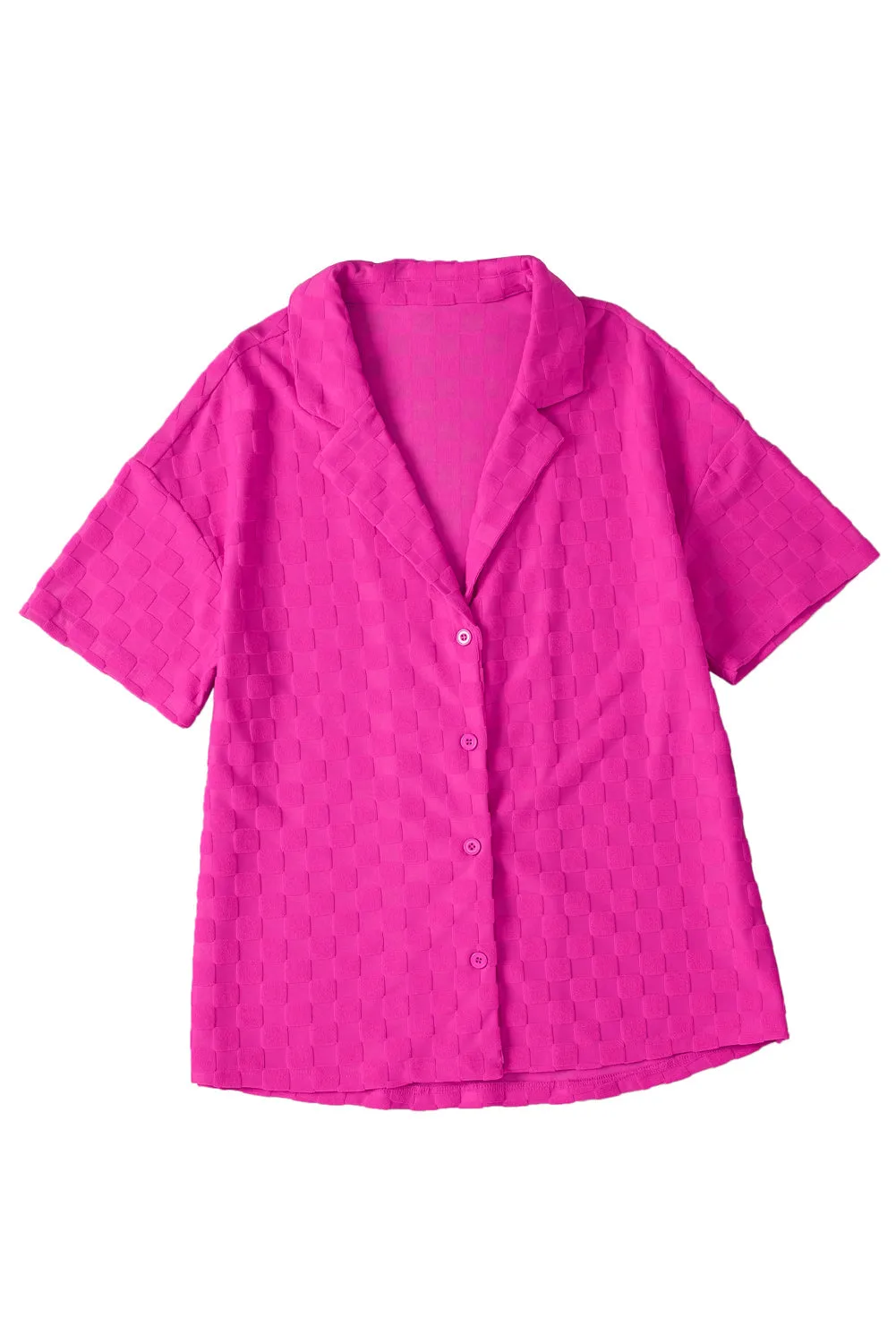 Lapel Textured Short Sleeve Shirt