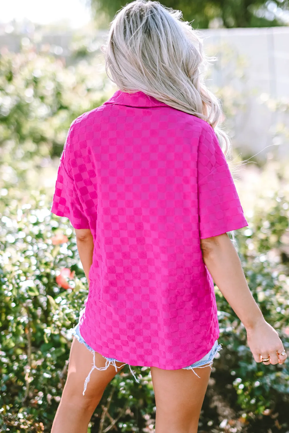 Lapel Textured Short Sleeve Shirt