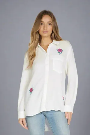 Lauren Moshi Dara Crystal Roses Shirt