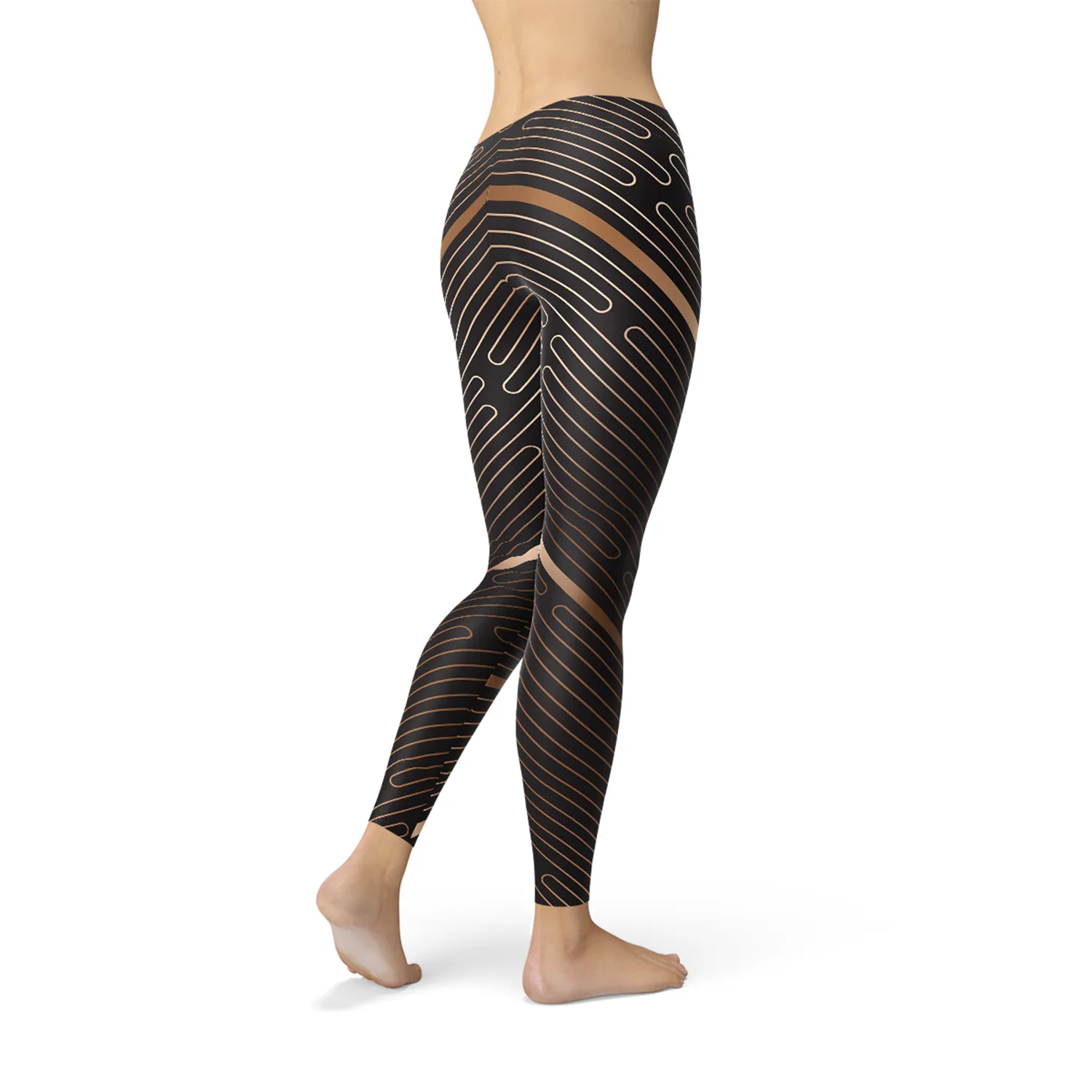 Legging for womens Striped Lines Sports Brown Leggings