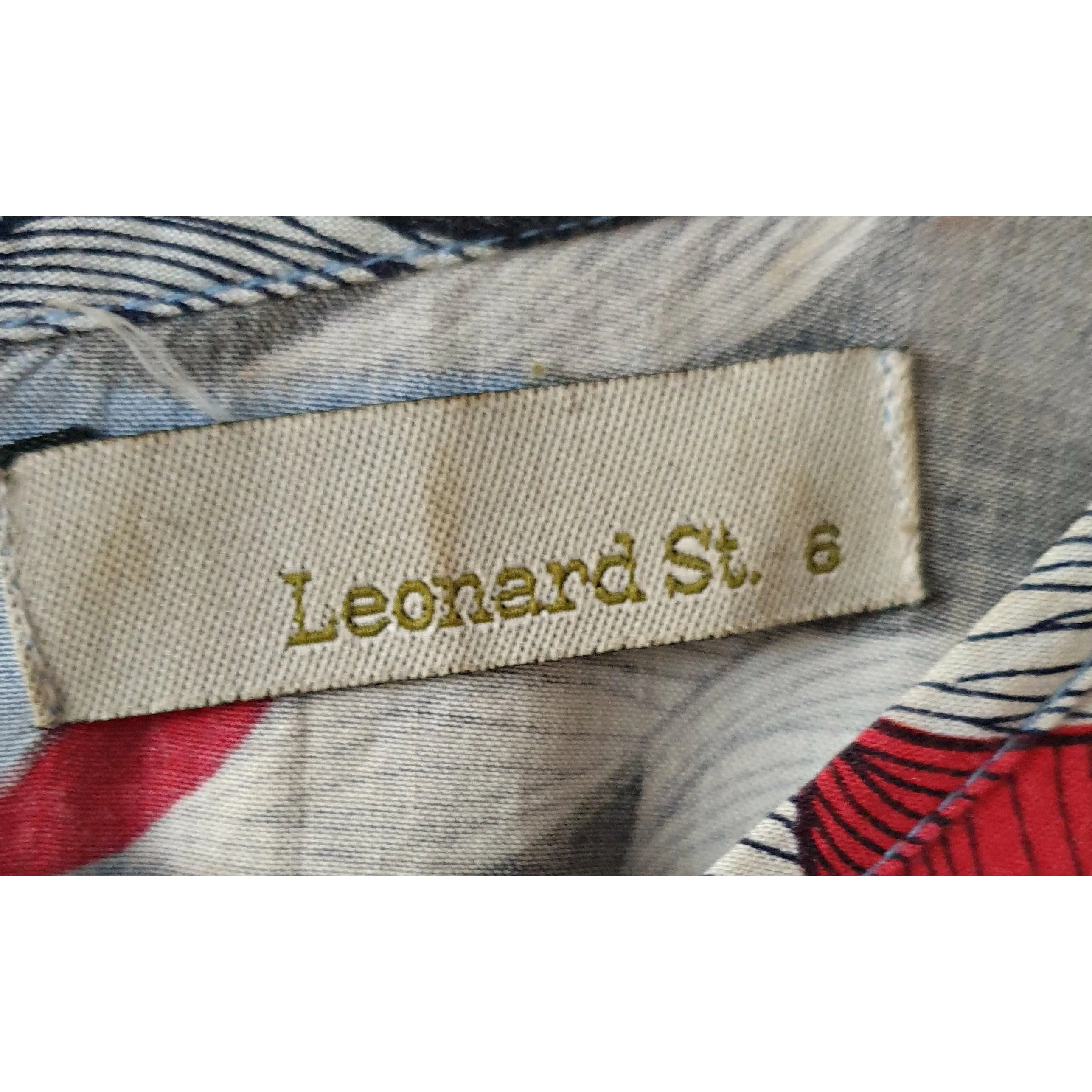 Leonard St dress with blue and red leaves print size 6 (best fits 6-8)