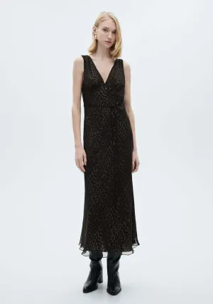 Leopard V-neck dress - Black