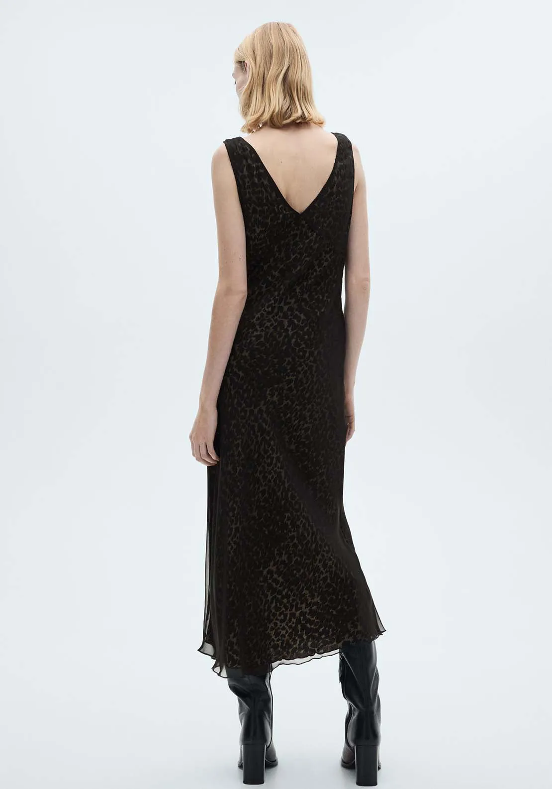 Leopard V-neck dress - Black