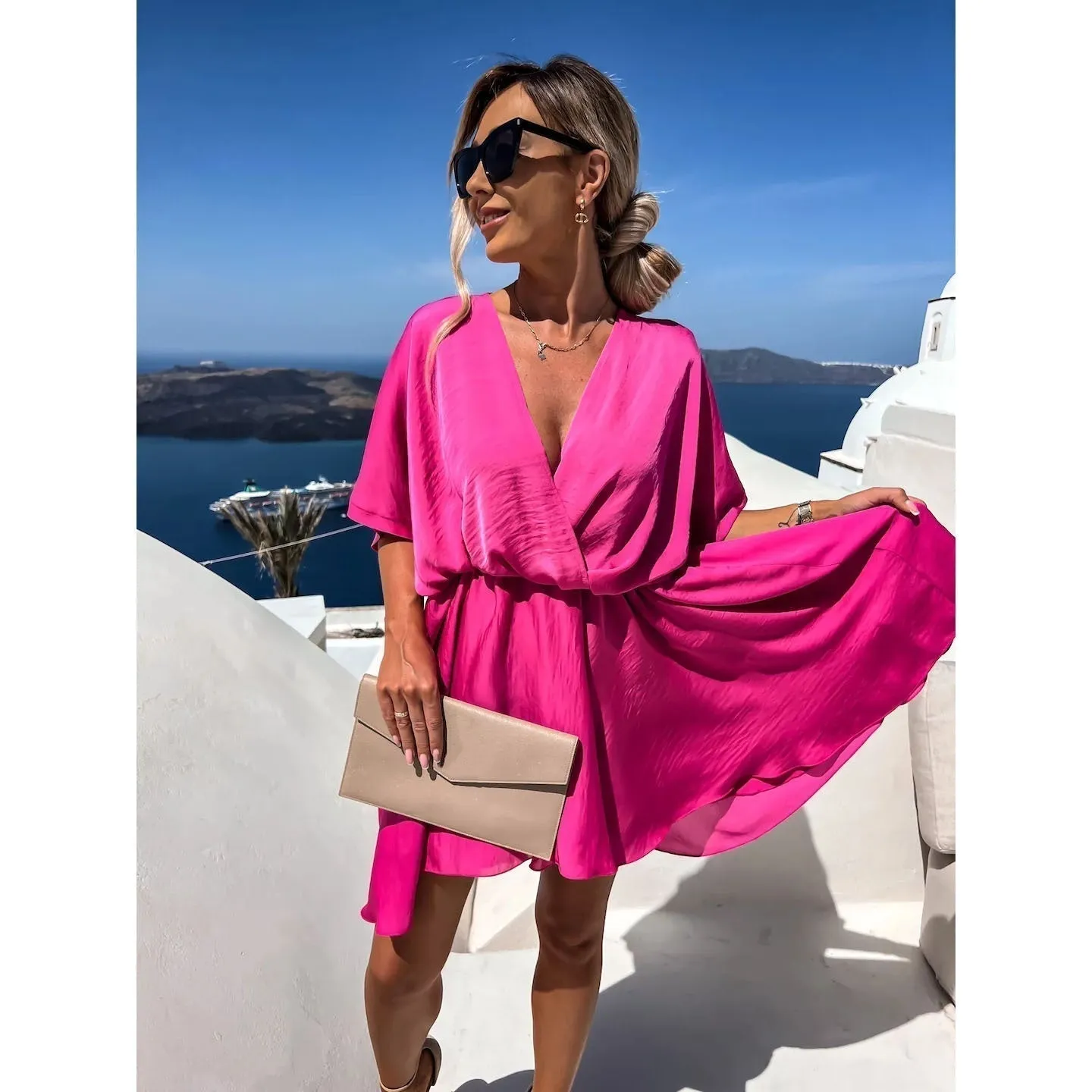 💖Limited Sale 50% OFF💖Women's Fluttering Loose Waist Irregular Hem Dresses