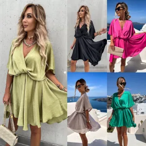 💖Limited Sale 50% OFF💖Women's Fluttering Loose Waist Irregular Hem Dresses