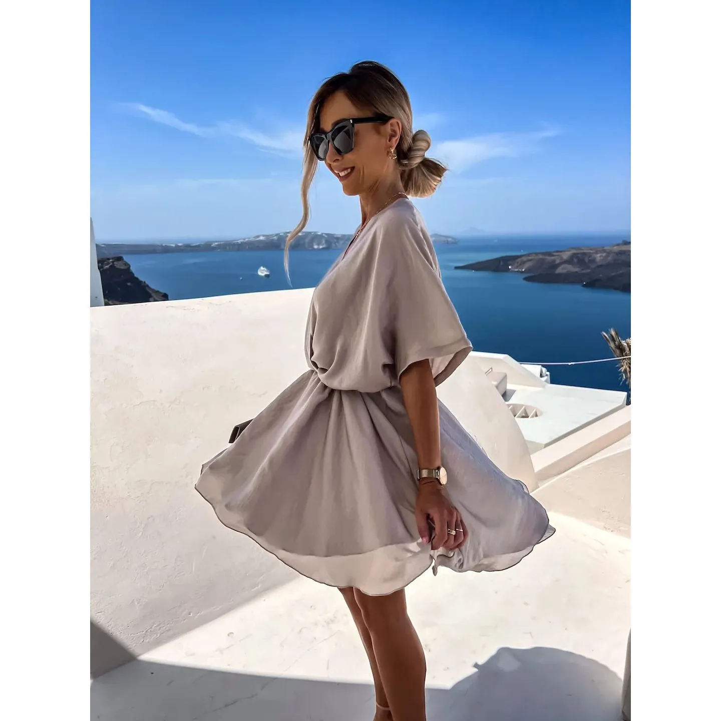 💖Limited Sale 50% OFF💖Women's Fluttering Loose Waist Irregular Hem Dresses