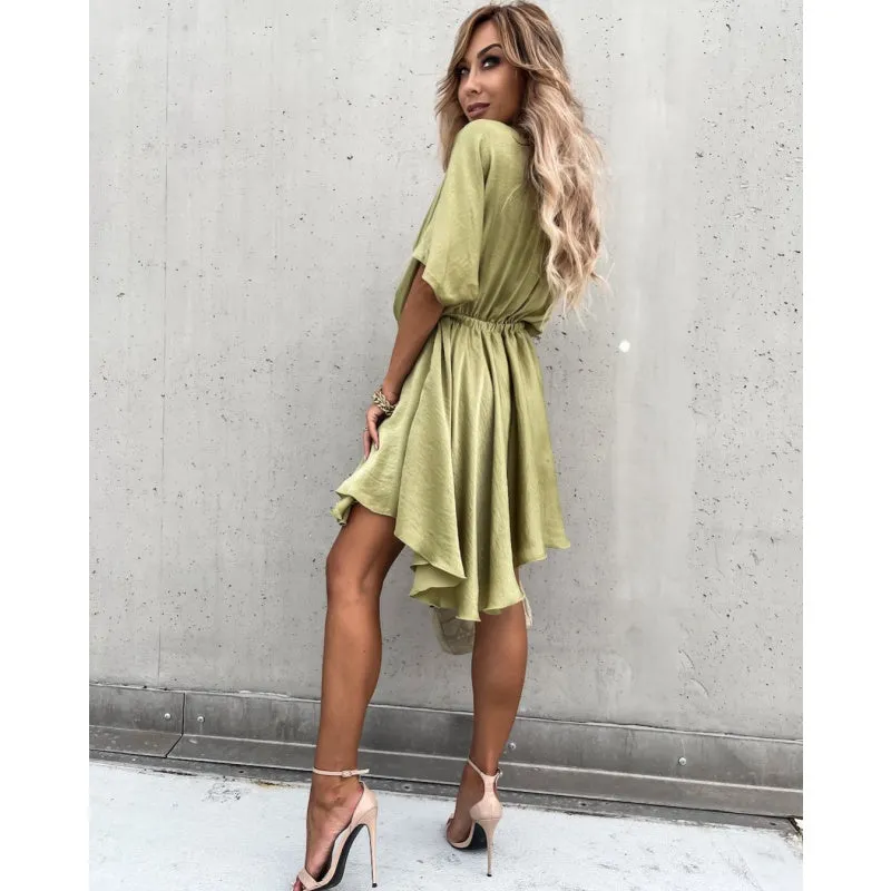 💖Limited Sale 50% OFF💖Women's Fluttering Loose Waist Irregular Hem Dresses
