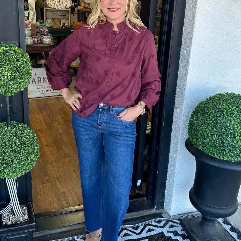 💖Limited Sale 50% OFF💖Women’s Loose Blouse with Ruffle Mock Neck