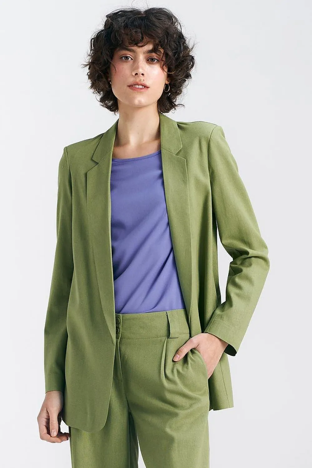 Lined Lapel Loose-Fit Jacket