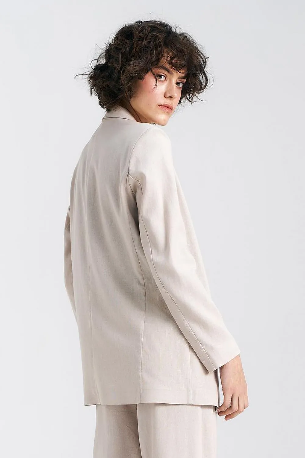 Lined Lapel Loose-Fit Jacket