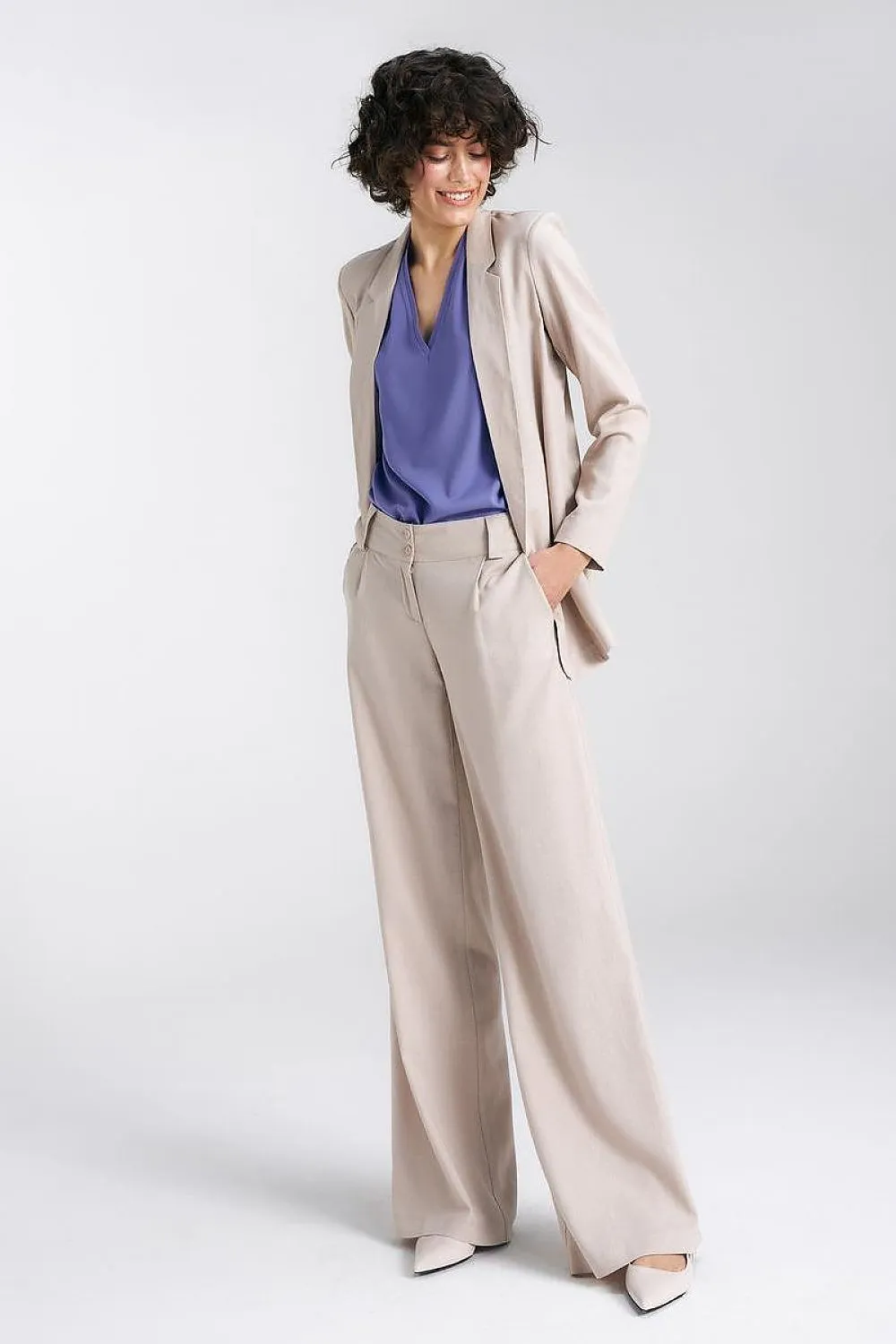 Lined Lapel Loose-Fit Jacket