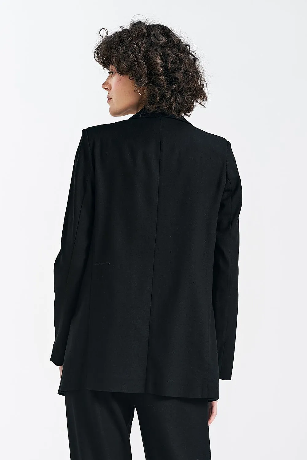 Lined Lapel Loose-Fit Jacket