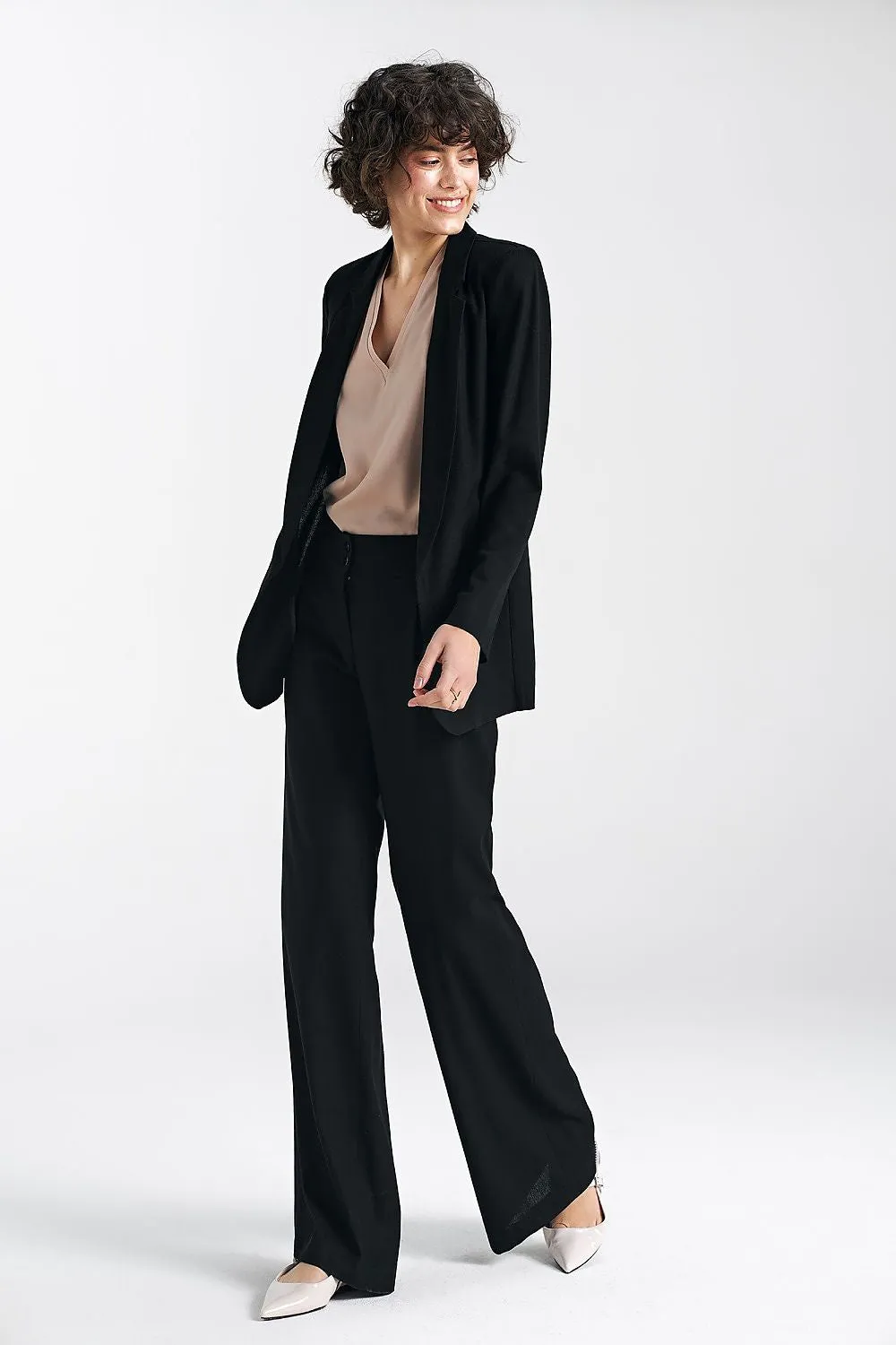 Lined Lapel Loose-Fit Jacket