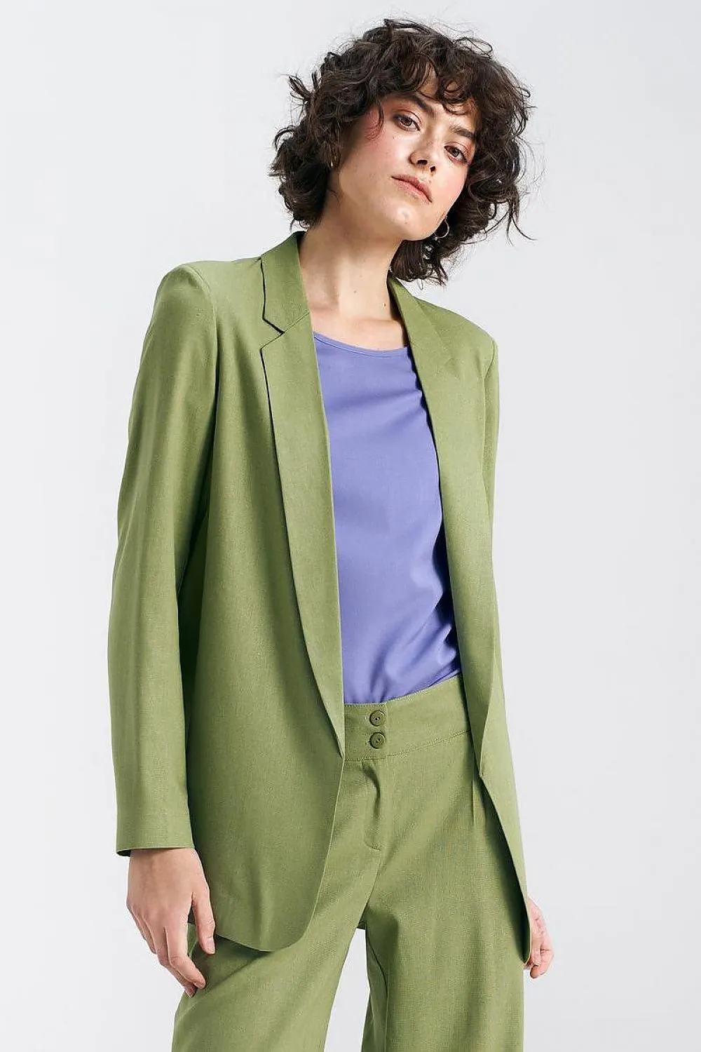 Lined Lapel Loose-Fit Jacket
