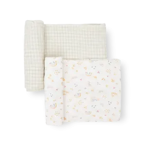 Little Unicorn Stretch Knit Swaddle Set (Rainbows)