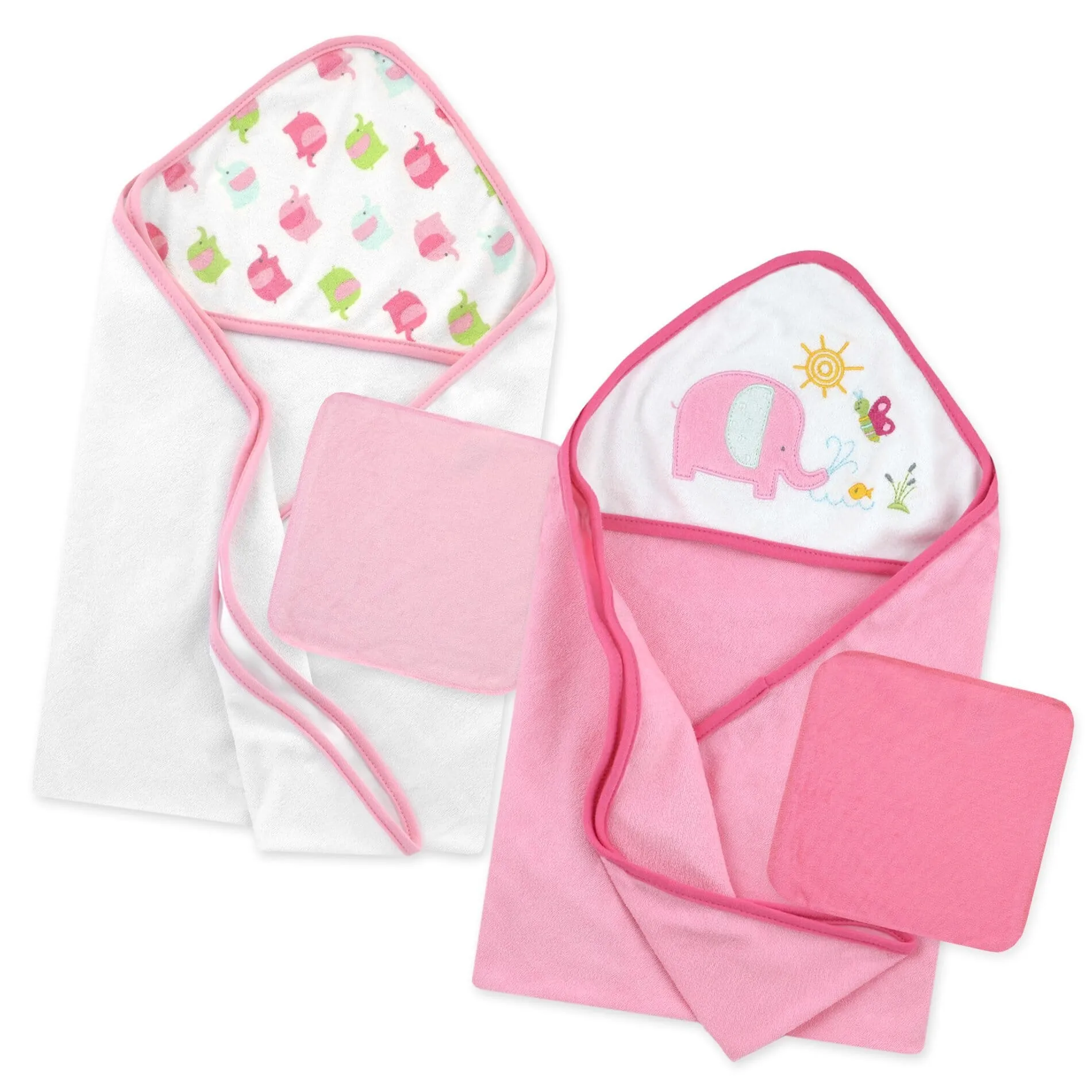 Love to Bathe 4-Piece Hooded Towel & Washcloth Set