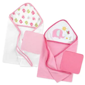 Love to Bathe 4-Piece Hooded Towel & Washcloth Set