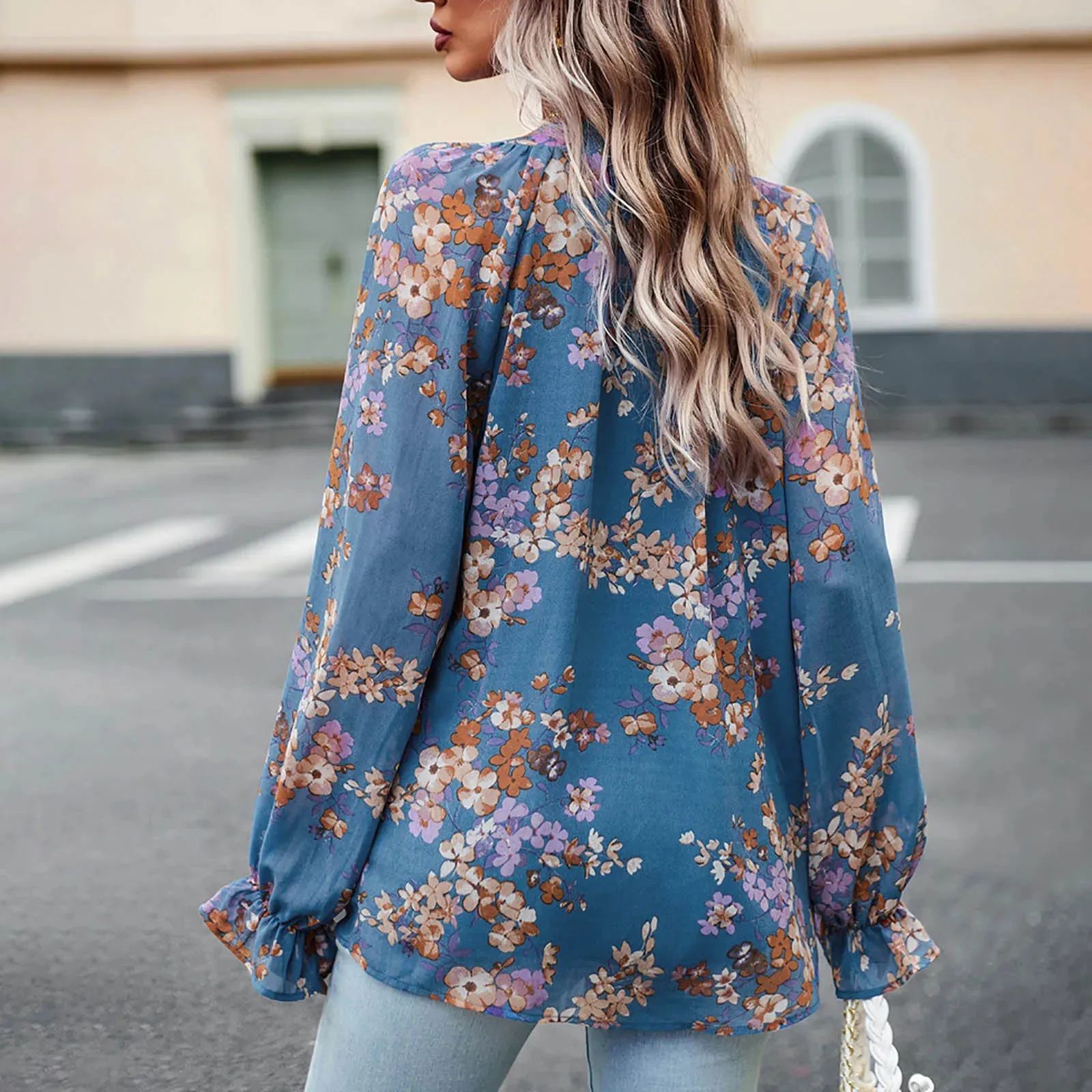 Lucia – Elegant Floral Print Long Sleeve Shirt for Women