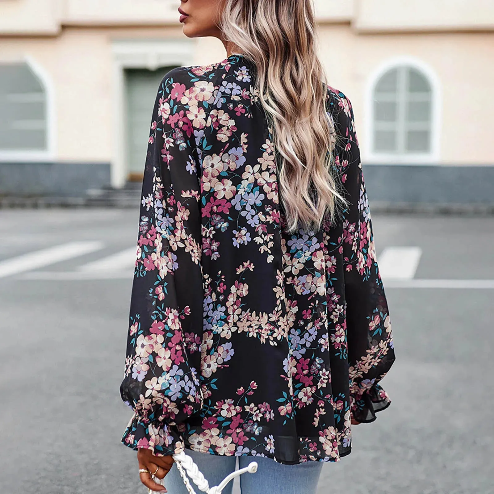 Lucia – Elegant Floral Print Long Sleeve Shirt for Women