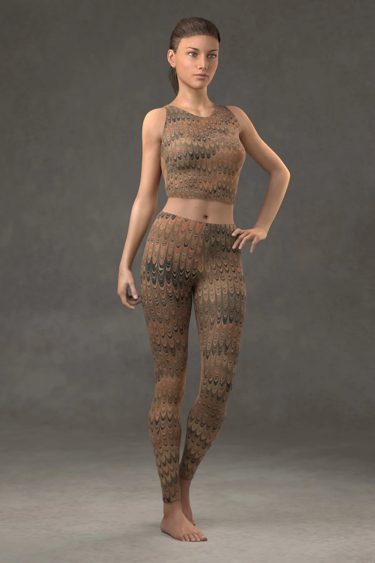 Marbled Combed Leggings: Earth
