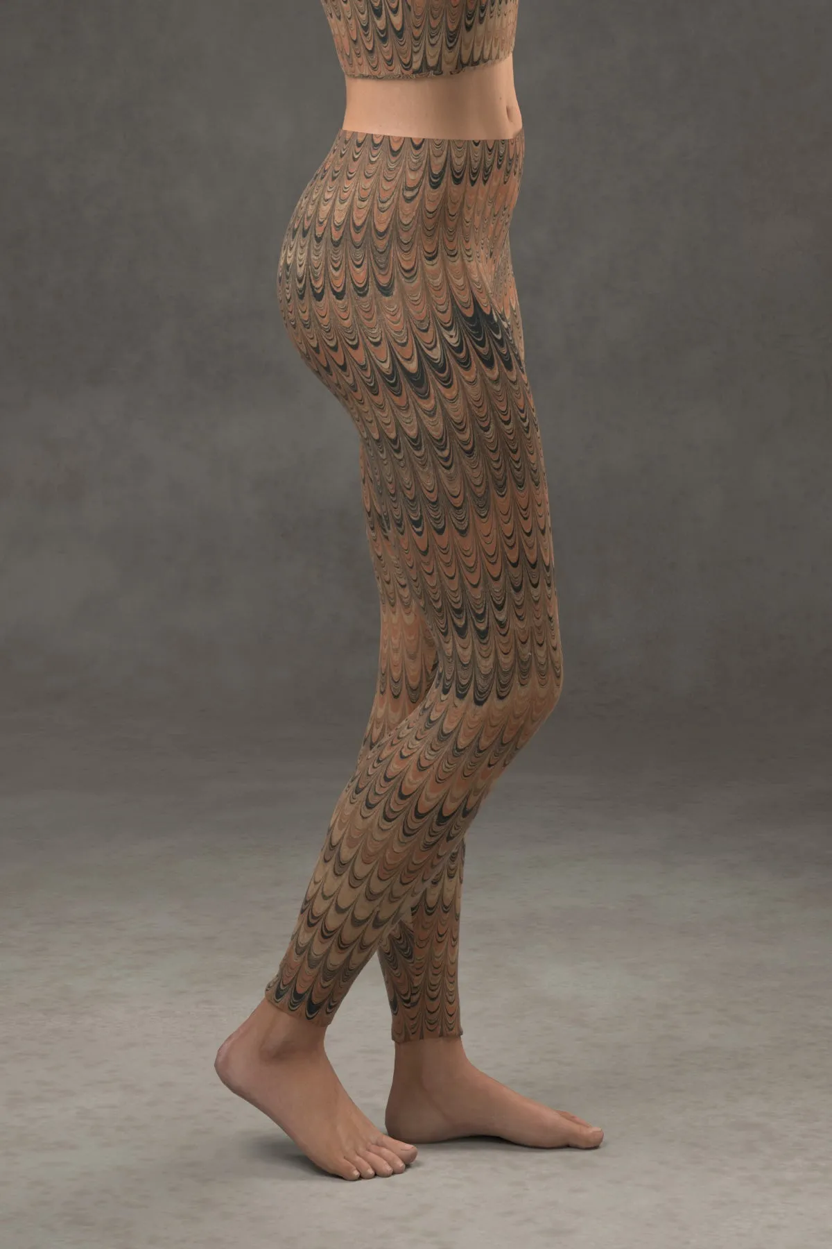 Marbled Combed Leggings: Earth