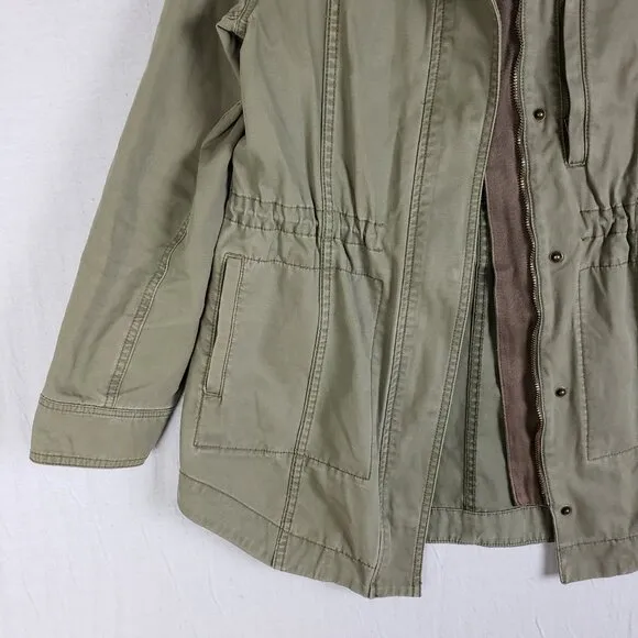 Marine Layer $145 Elle Utility Jacket Coat Olive Army Green Denim Cargo size S