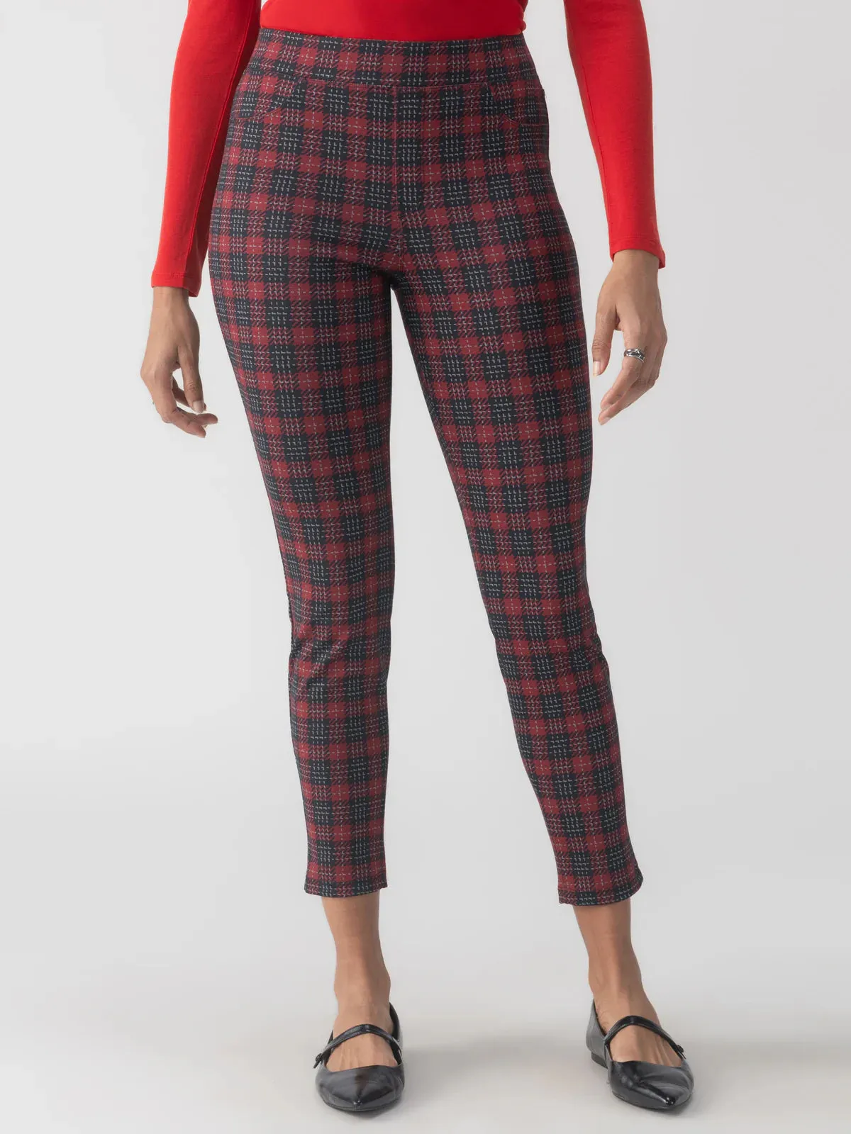 Mars Red Check Runway Legging