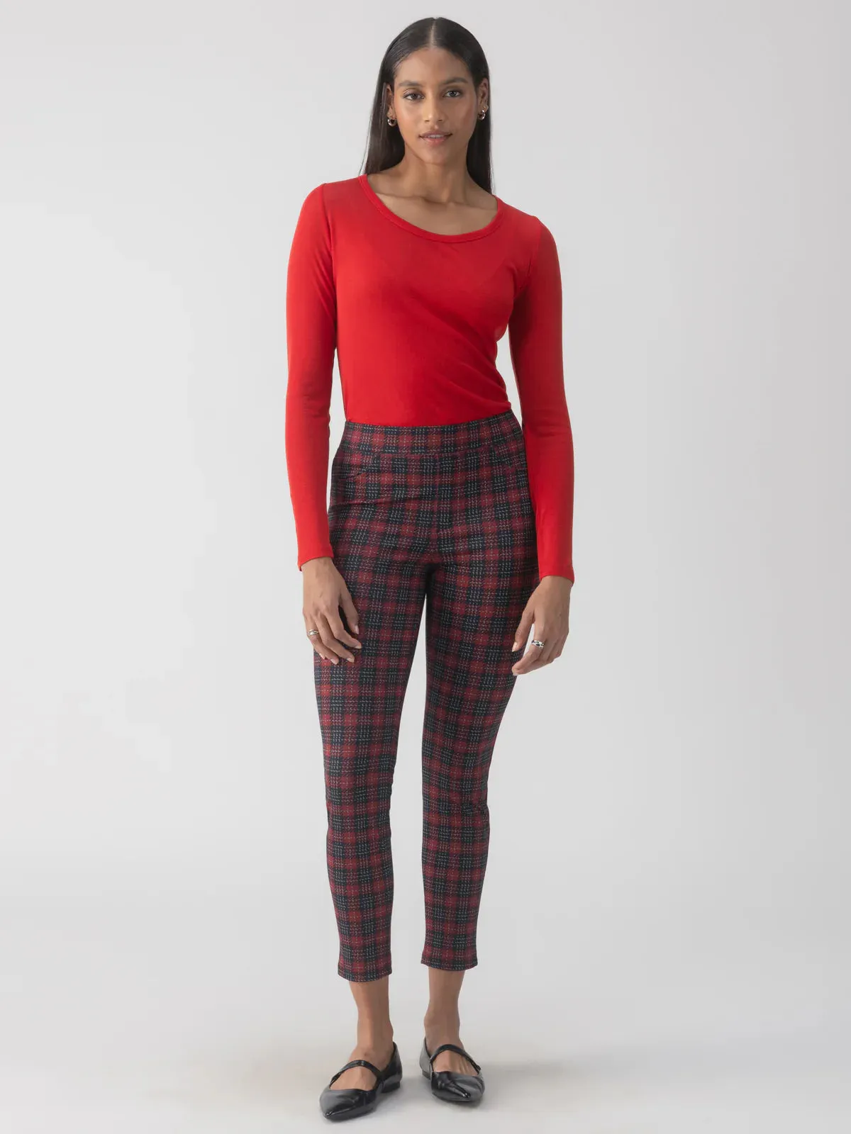 Mars Red Check Runway Legging