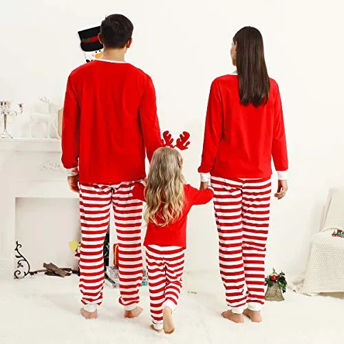Matching Family Pajamas Christmas Pjs Sets Holiday Sleepwear Outfits Cute Pjs Pants 2 PCs Couple Christmas Pajamas for Women, Size Small