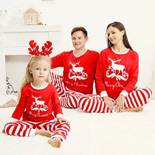 Matching Family Pajamas Christmas Pjs Sets Holiday Sleepwear Outfits Cute Pjs Pants 2 PCs Couple Christmas Pajamas for Women, Size Small