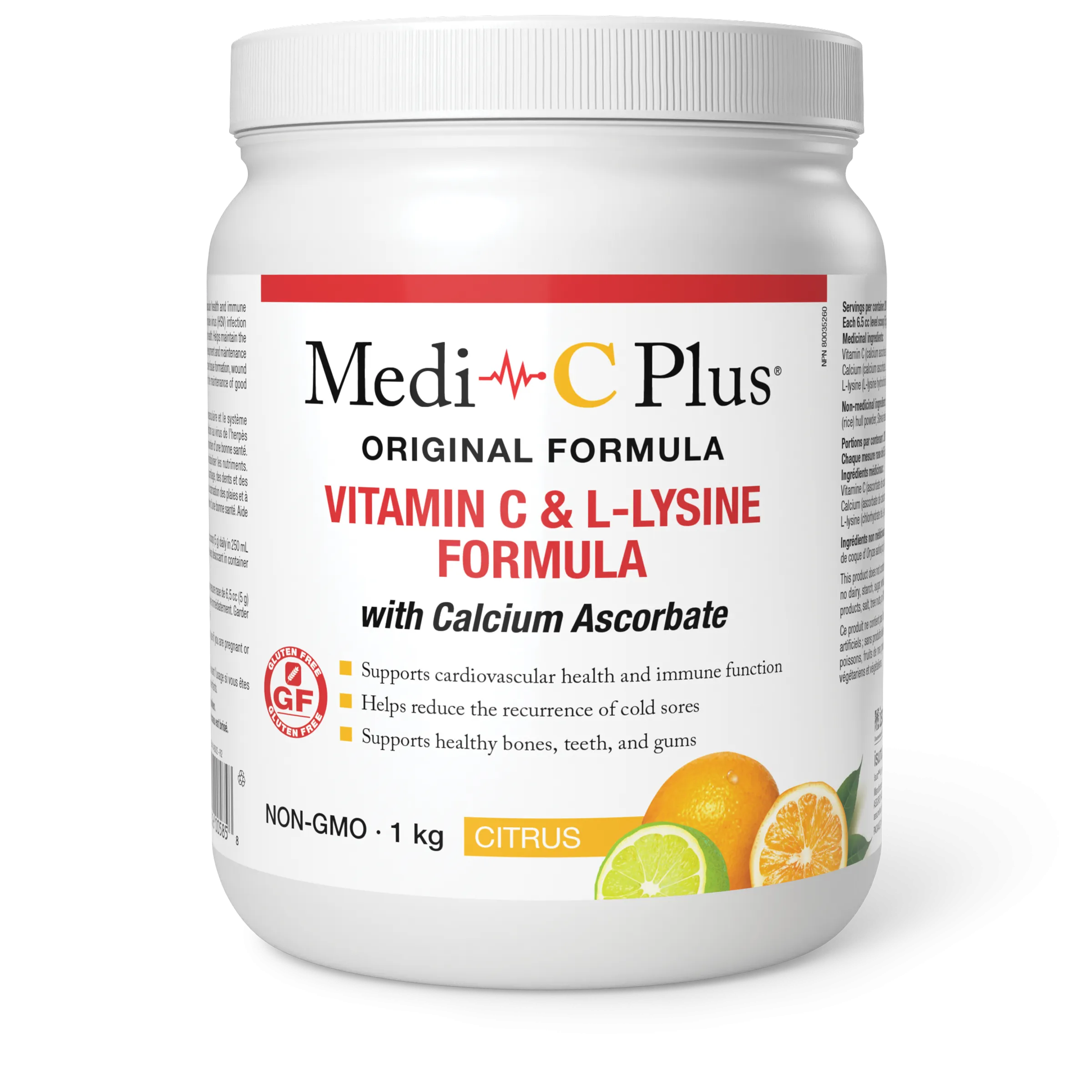 Medi-C Plus Vitamin C & L-Lysine Formula with Calcium Ascorbate - Citrus