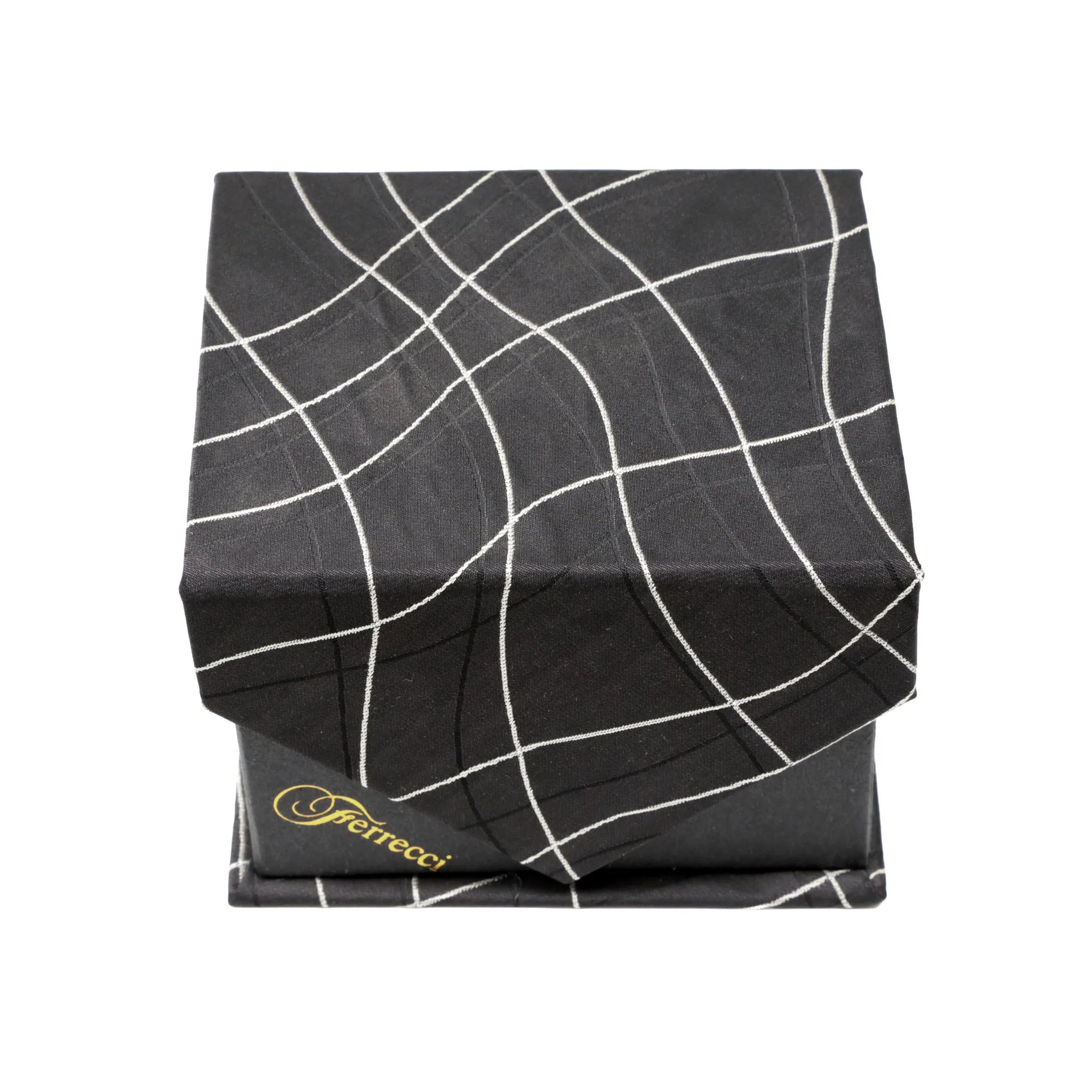 Men's Black-White Wavy String Pattern Design 4-pc Necktie Box Set