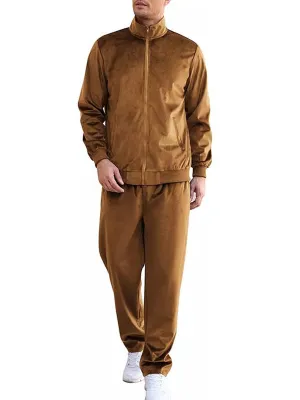 Men's Stand Collar Long Sleeve Sports Jacket Trousers Two-Piece Set