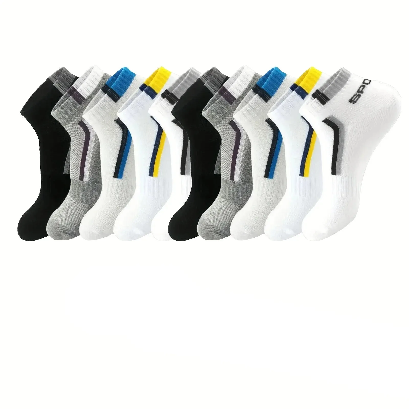 Men's Stripe Liner Anklet Socks – 5/10/20/30 Pairs – Breathable & Soft