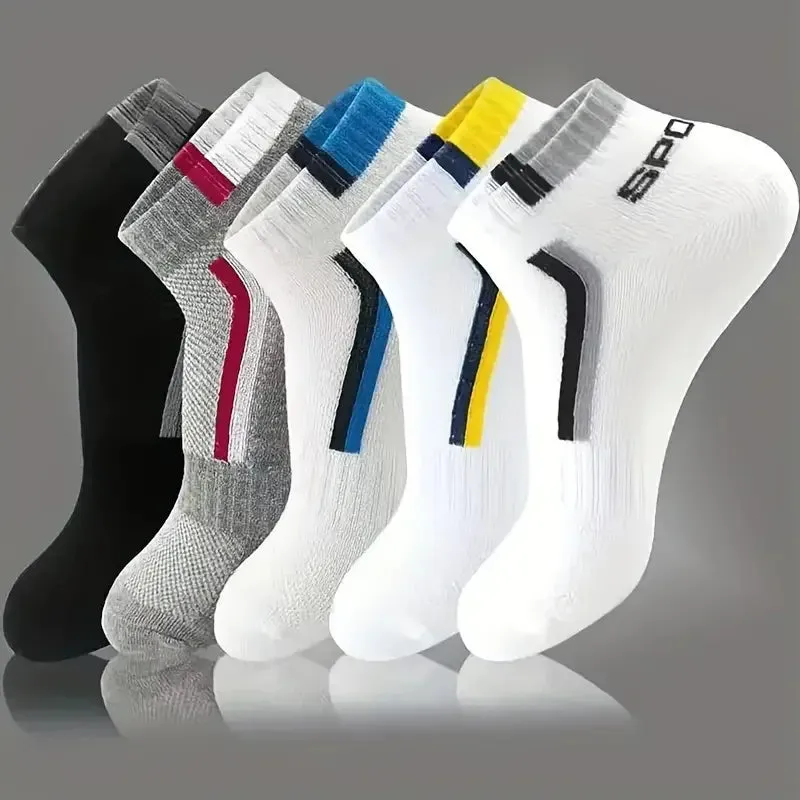 Men's Stripe Liner Anklet Socks – 5/10/20/30 Pairs – Breathable & Soft